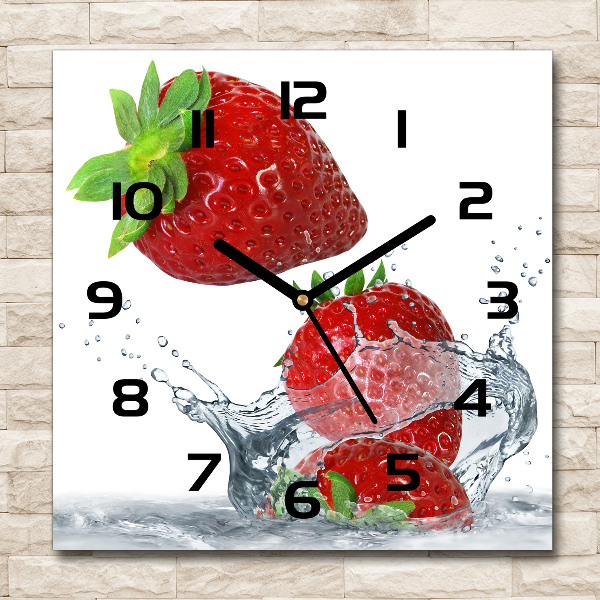 Square kitchen clock Strawberries and water