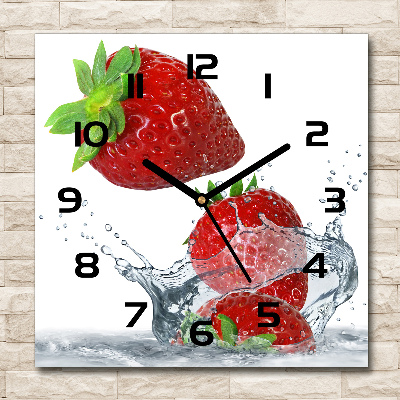 Square kitchen clock Strawberries and water