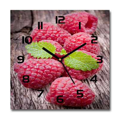 Square glass clock Raspberries