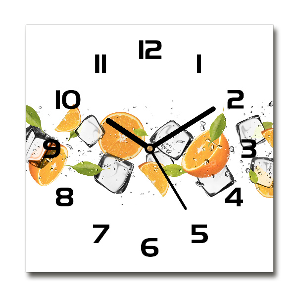 Square kitchen clock Ice oranges