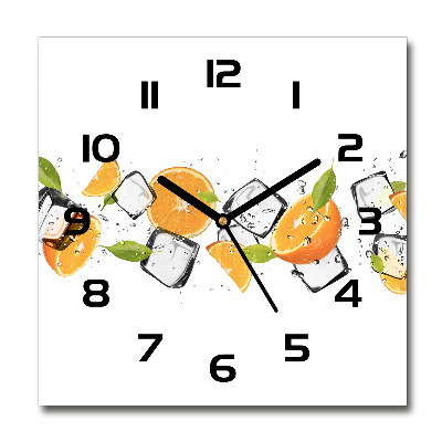 Square kitchen clock Ice oranges