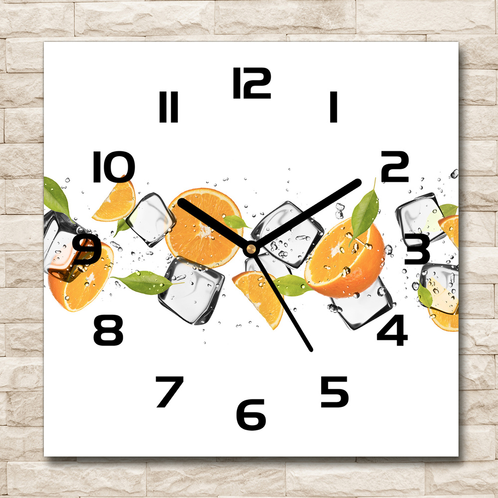 Square kitchen clock Ice oranges