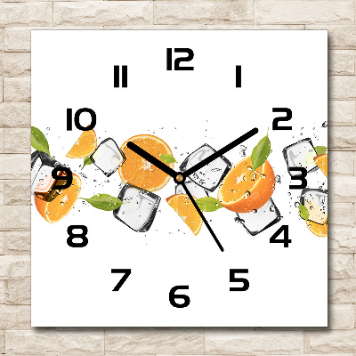 Square kitchen clock Ice oranges