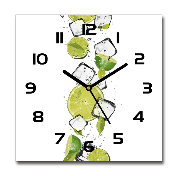 Square glass wall clock Ice lime