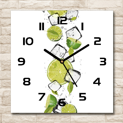 Square glass wall clock Ice lime