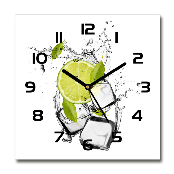 Square glass wall clock Ice lime