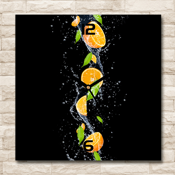 Square kitchen clock Oranges and water