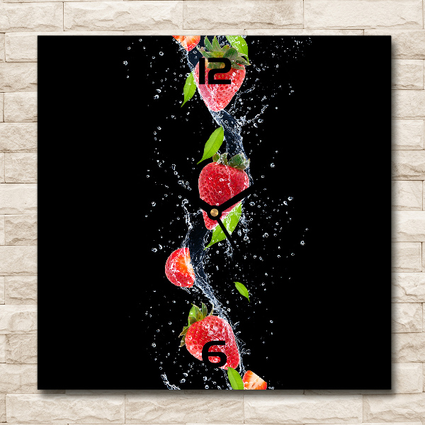 Square kitchen clock Strawberries and water