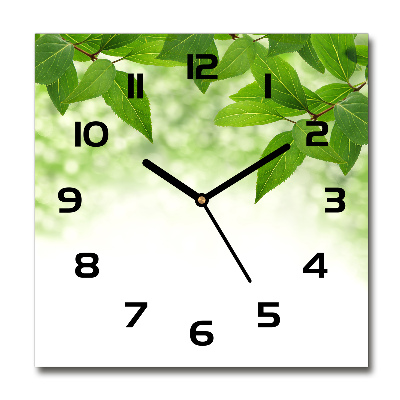 Square wall clock Green leaves