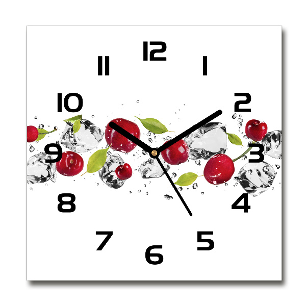 Square wall clock Cherries and water