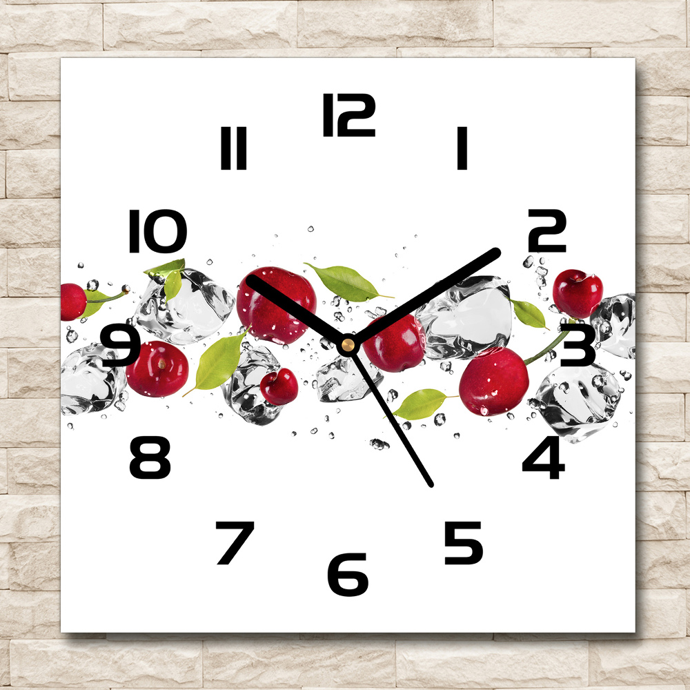 Square wall clock Cherries and water