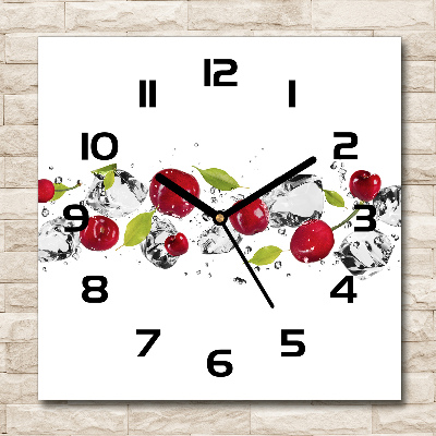 Square wall clock Cherries and water