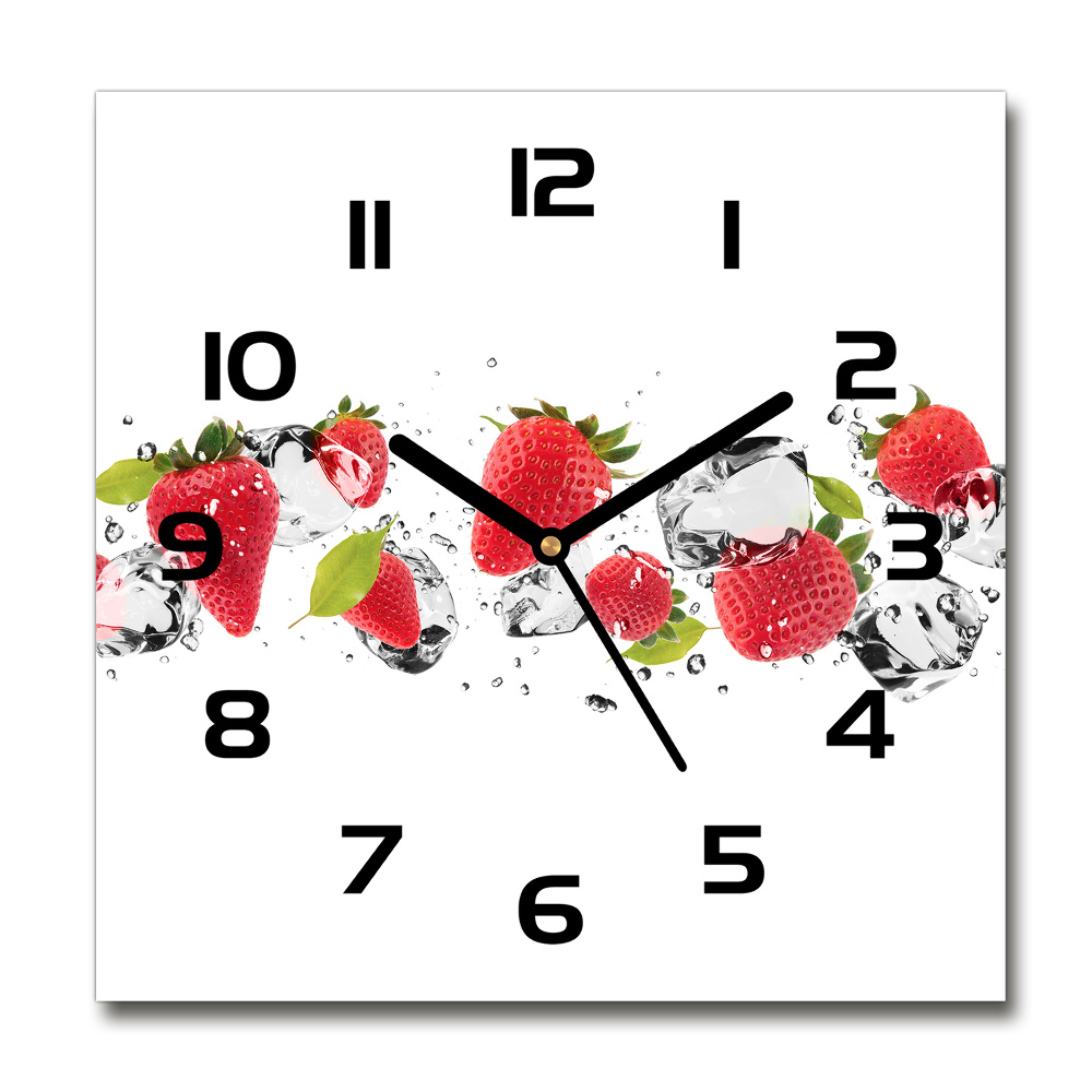 Square kitchen clock Strawberries and water