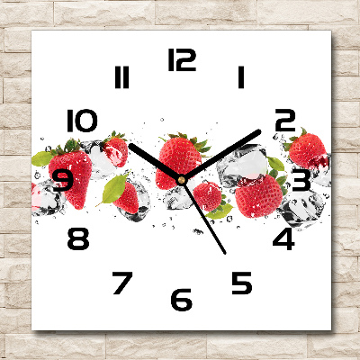 Square kitchen clock Strawberries and water