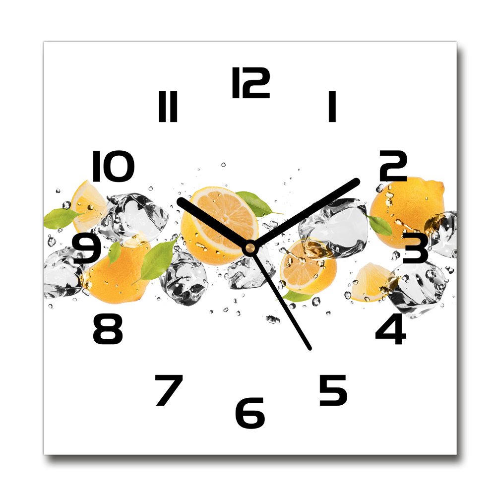 Square kitchen clock Lemon and water