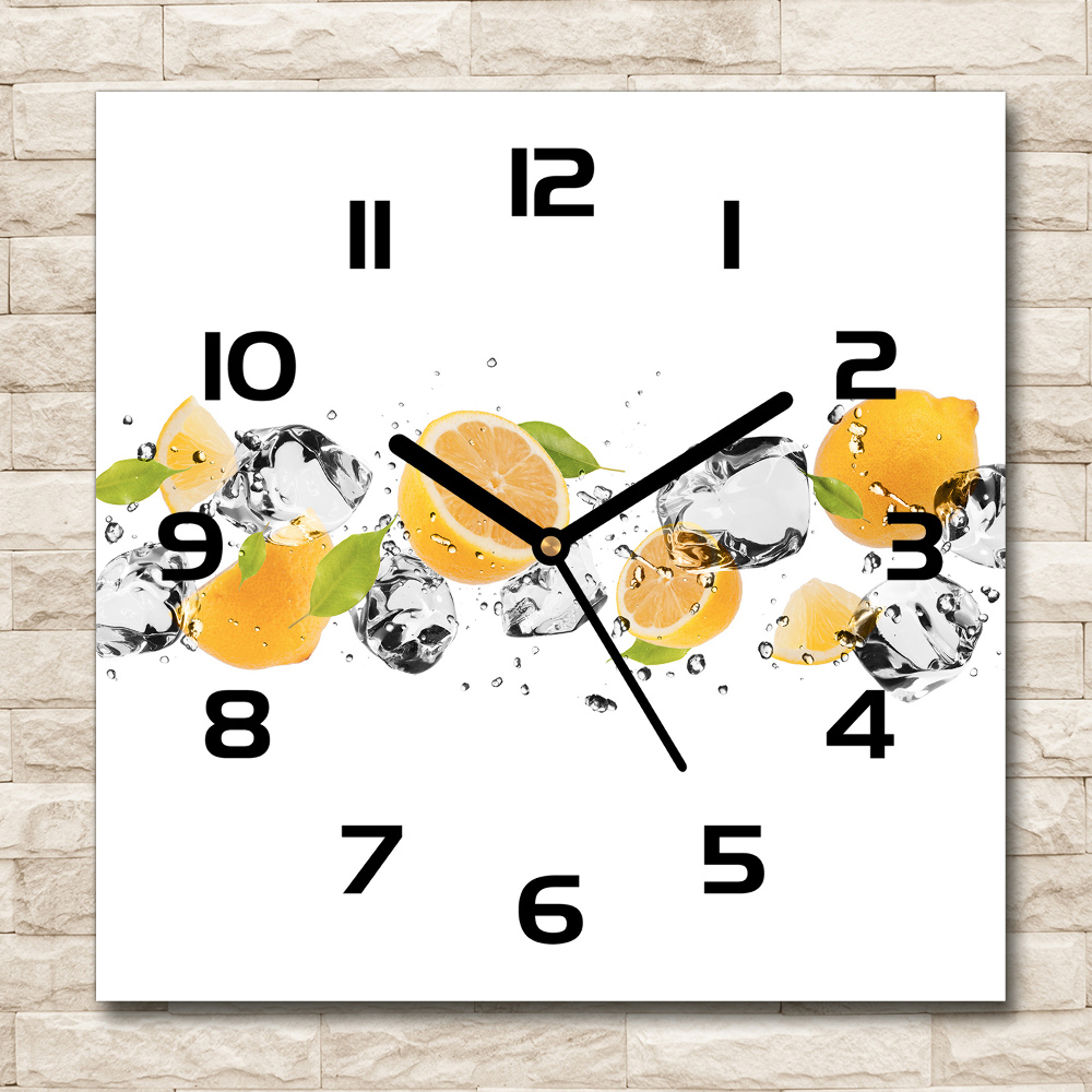 Square kitchen clock Lemon and water