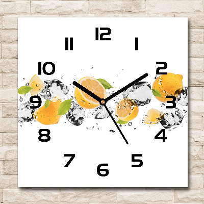 Square kitchen clock Lemon and water