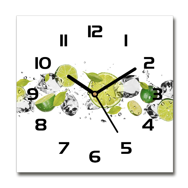 Square kitchen clock Lime and water