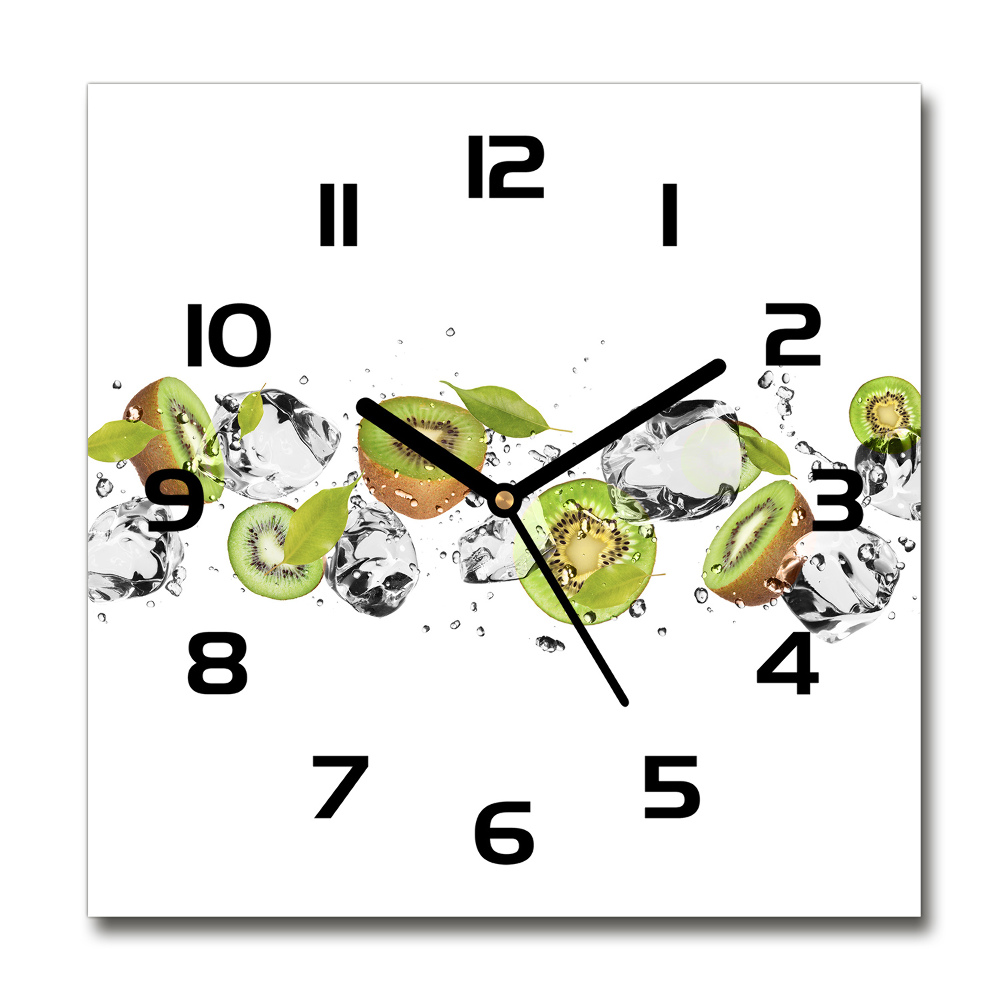 Square glass wall clock Kiwi and water