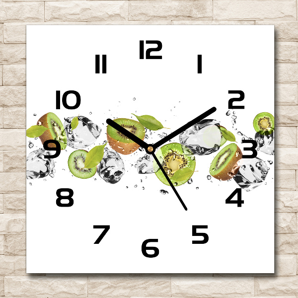 Square glass wall clock Kiwi and water