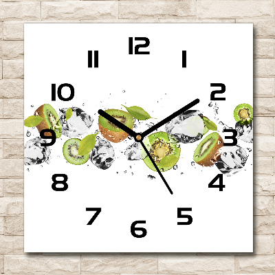 Square glass wall clock Kiwi and water