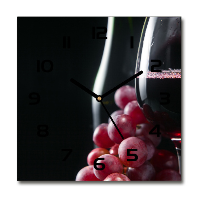 Square glass wall clock Grapes and wine