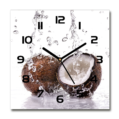 Square glass wall clock Coconut and water