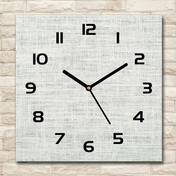 Square wall clock Linen white canvas