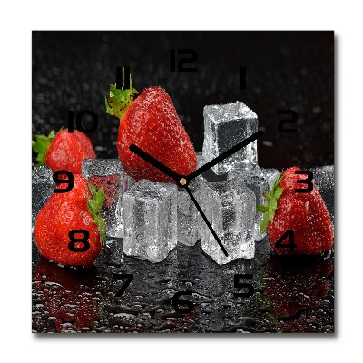 Square wall clock Ice strawberries