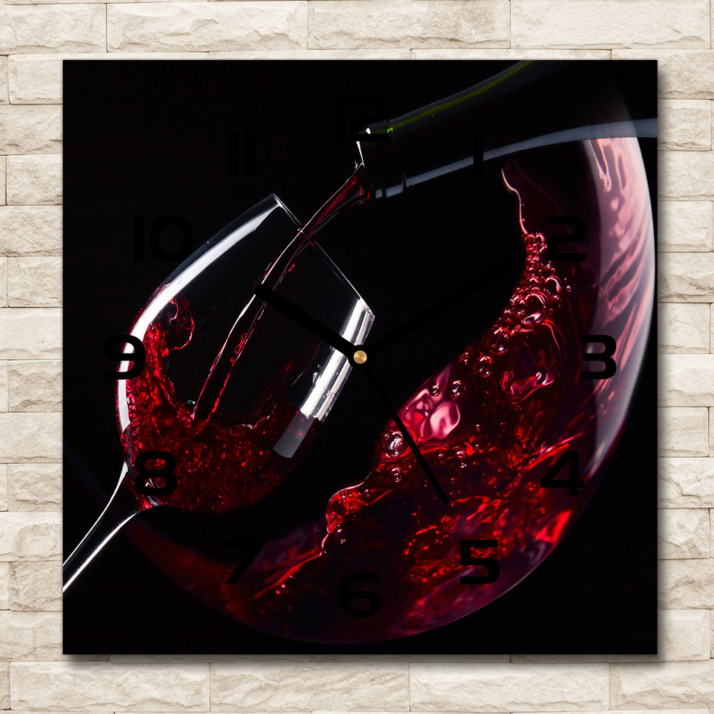 Square wall clock Red wine