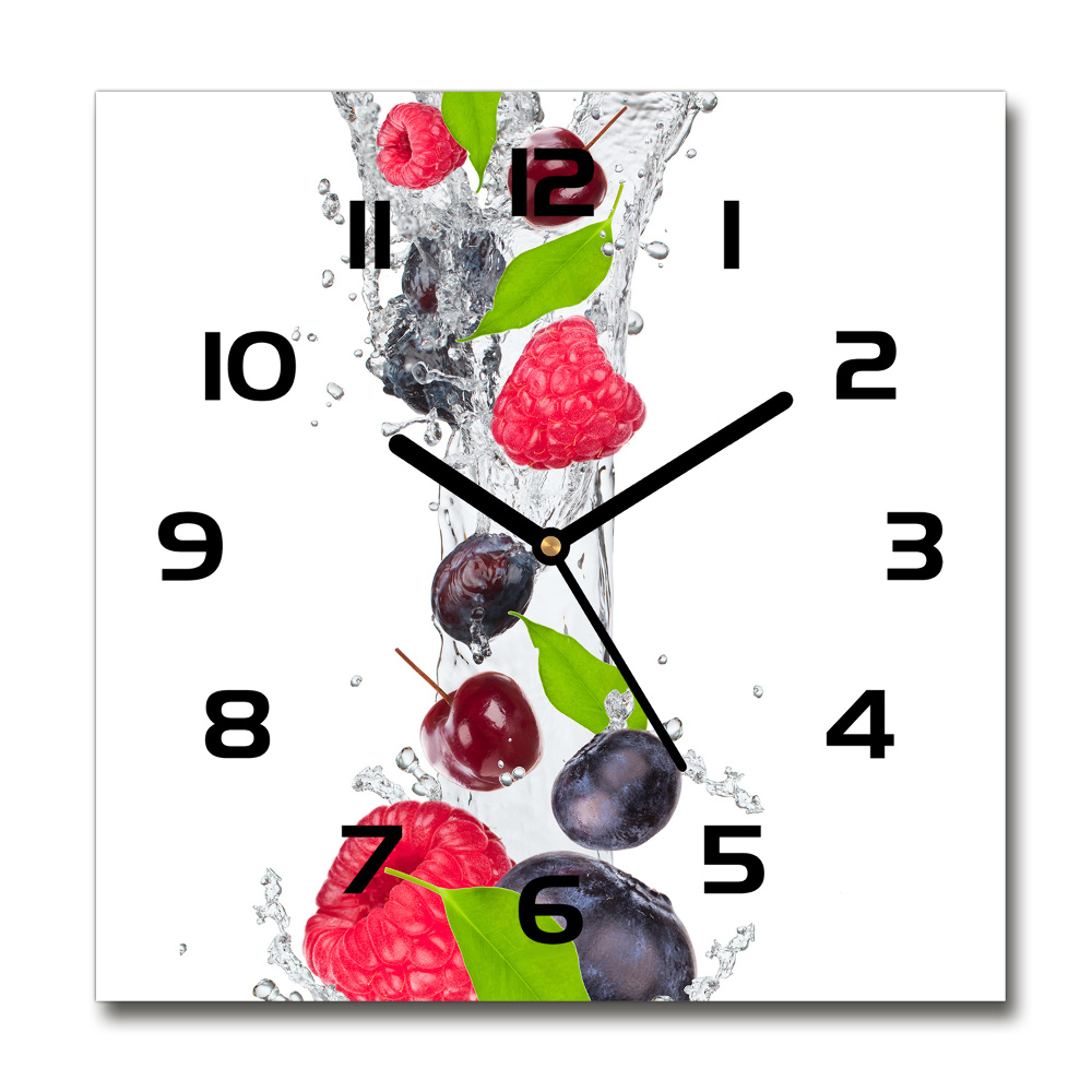 Square glass clock Fruit and water