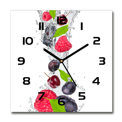 Square glass clock Fruit and water