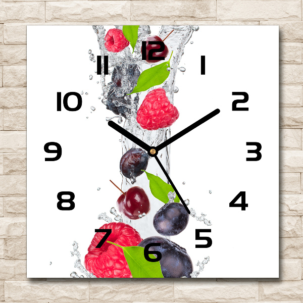 Square glass clock Fruit and water