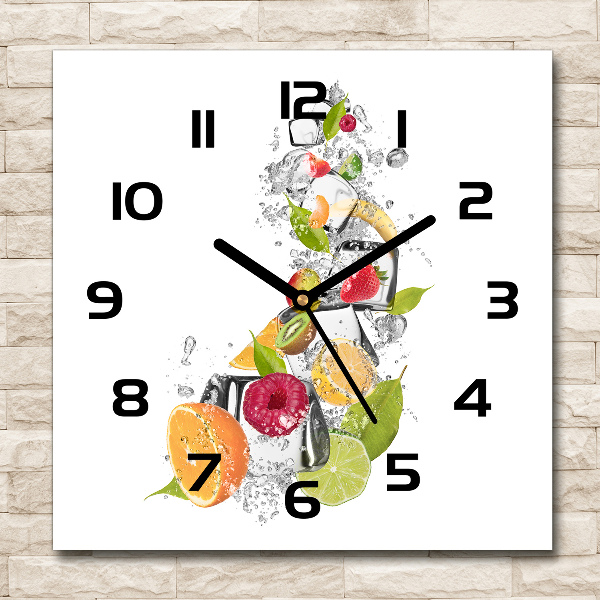 Square kitchen clock Ice fruit