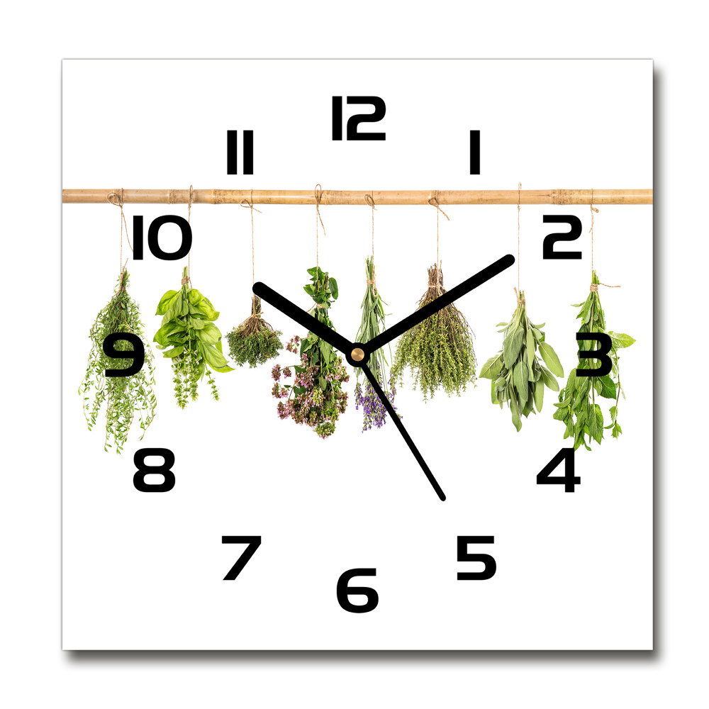 Square wall clock Herbs on a string