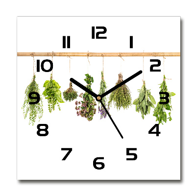 Square wall clock Herbs on a string