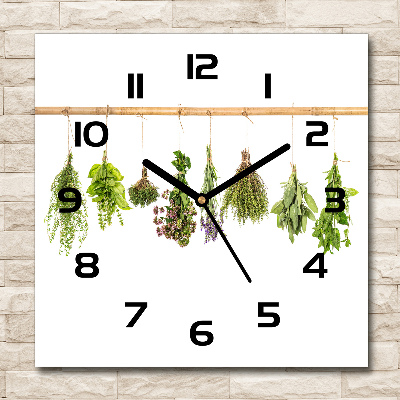 Square wall clock Herbs on a string