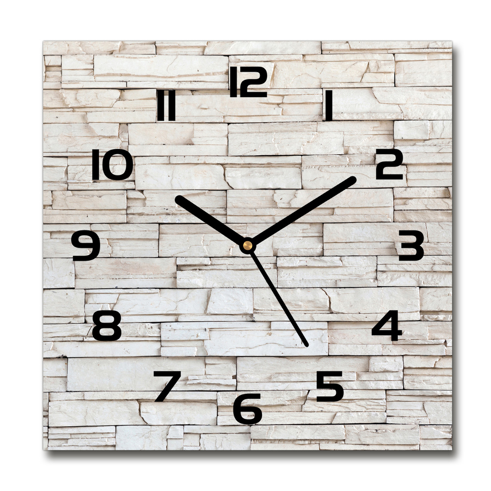 Square wall clock White wall stone