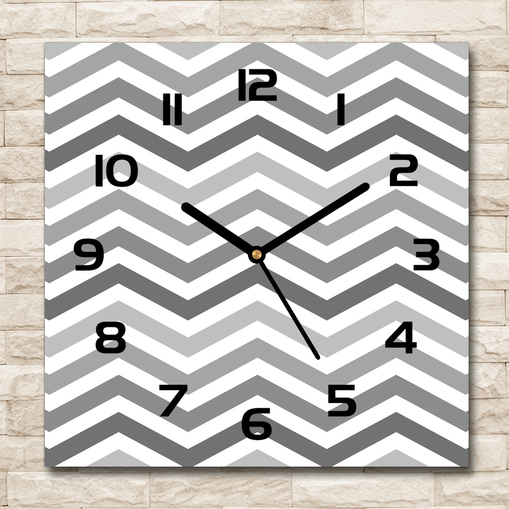 Square wall clock Gray zigzags