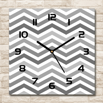 Square wall clock Gray zigzags