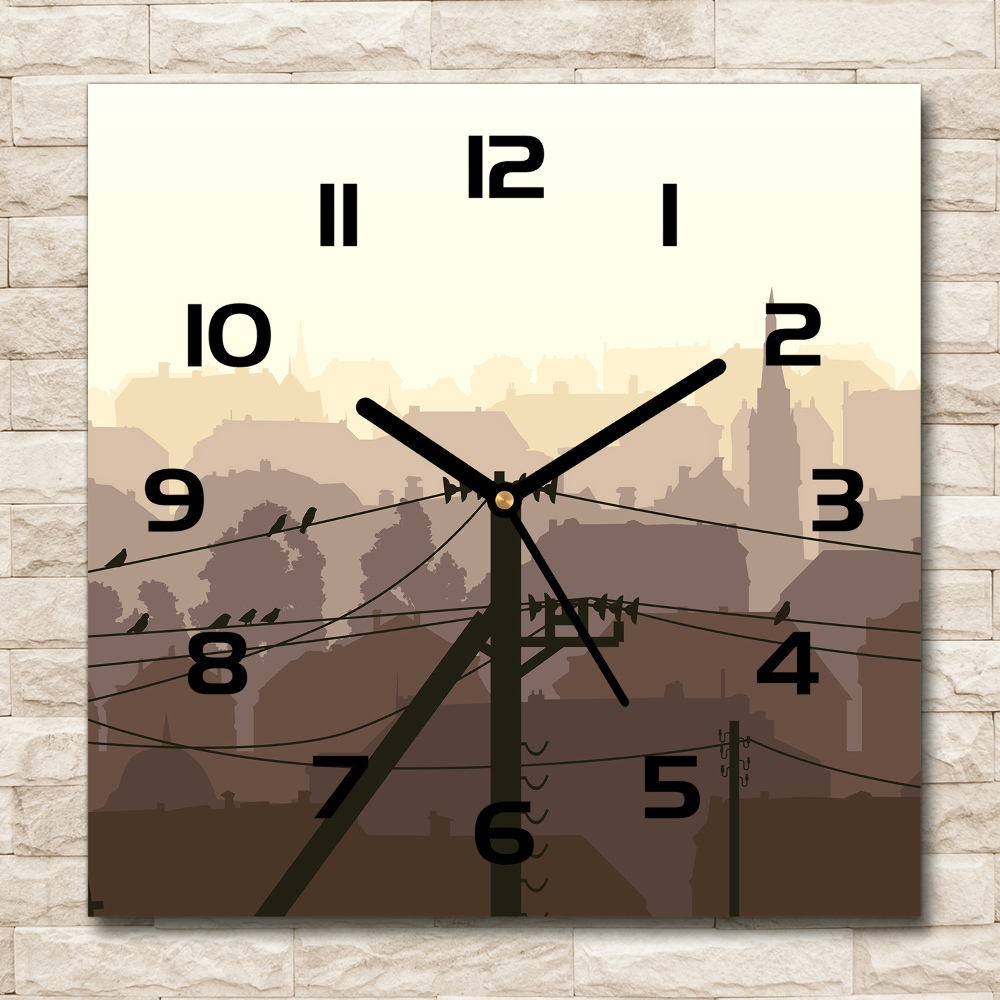 Square wall clock City voltage line