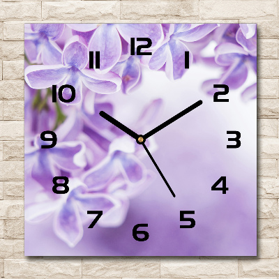 Square wall clock Lilac flowers