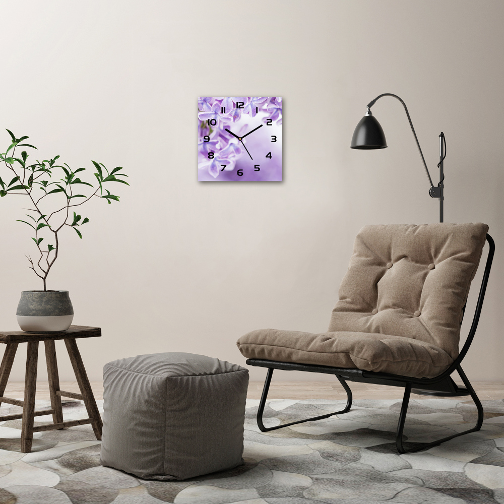 Square wall clock Lilac flowers