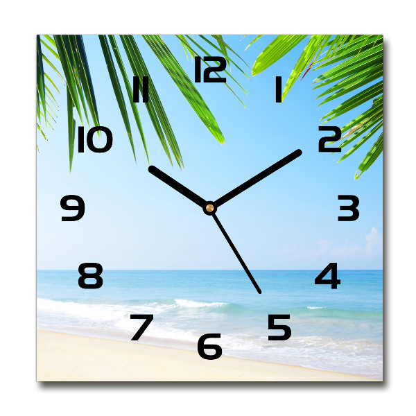 Square wall clock Tropical beach