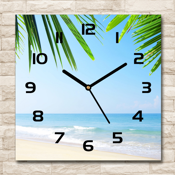 Square wall clock Tropical beach