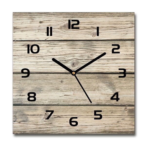 Square wall clock Wooden background