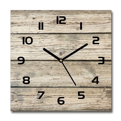 Square wall clock Wooden background