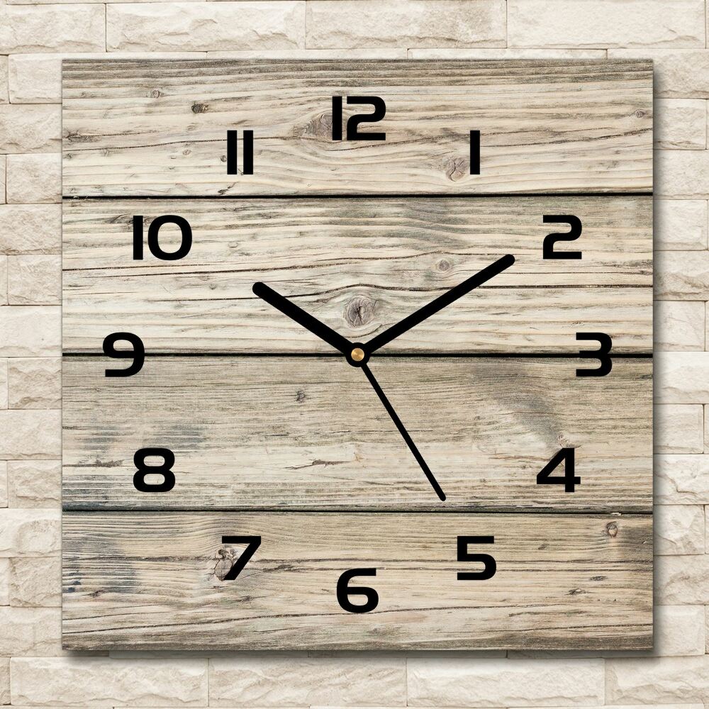 Square wall clock Wooden background