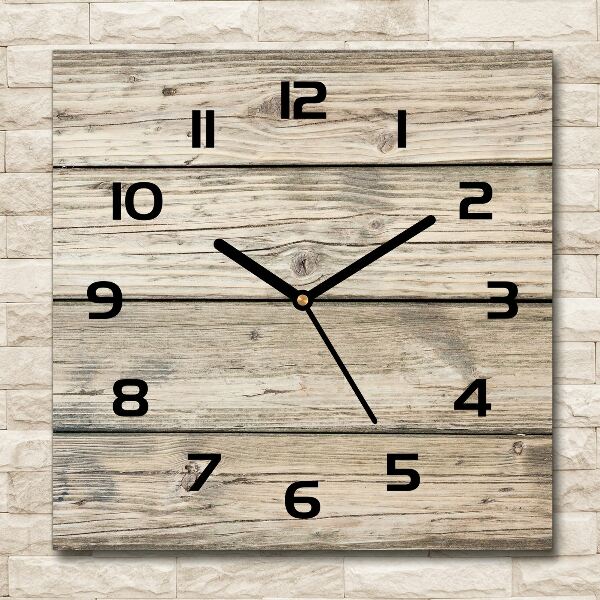 Square wall clock Wooden background