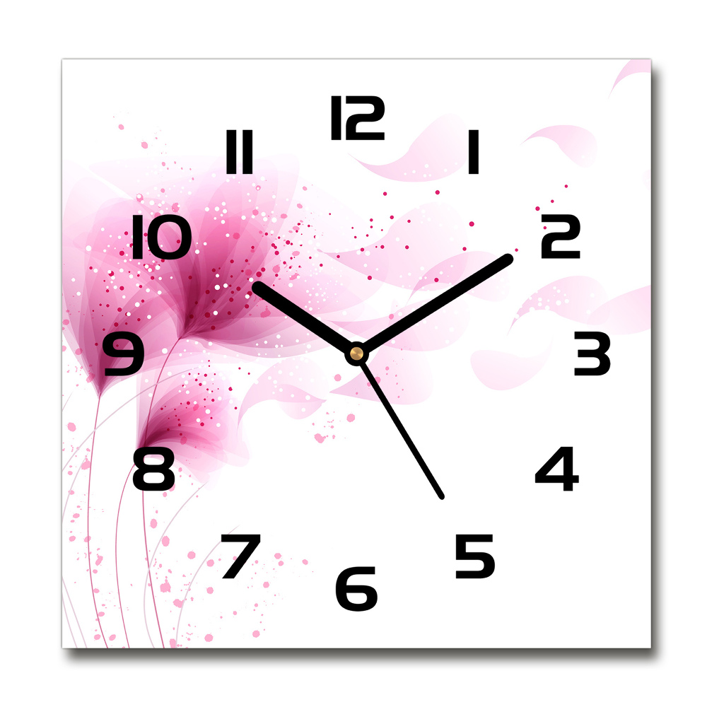 Square wall clock Pink flower